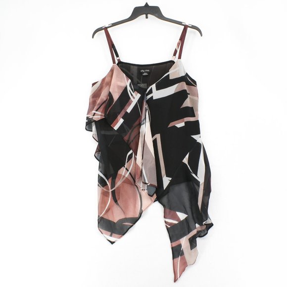 City Chic V-Neck Sahara Printed Asymmetrical Top - Picture 3 of 8